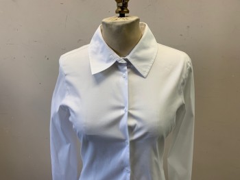 ZARA, White, Cotton, Polyamide, Solid, Long Sleeves, Button Front, Collar Attached, French Cuffs,