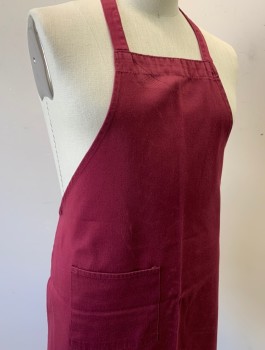 N/L, Red Burgundy, Cotton, Solid, Twill, 1 Patch Pocket at Hip, Self Ties at Waist
