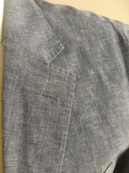J CREW, Blue, Cotton, 2 Color Weave, Single Breasted, 2 Buttons,  3 Pockets, 2 Back Vents, Half Lining, Double, See FC047900