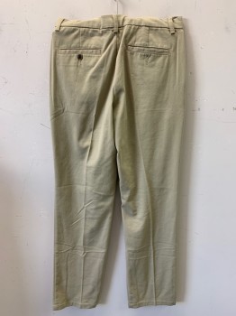 Mens, Casual Pants, ST.JOHNS, Khaki Brown, Polyester, Cotton, Solid, 30/32, Pleated Front, Side Pockets, Zip Front, Belt Loops