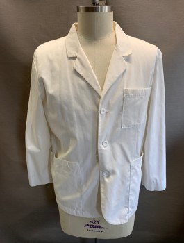 META, Off White, Poly/Cotton, Solid, C.A., Notched Lapel, 3 Buttons, 3 Pockets,