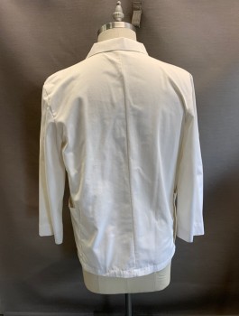 META, Off White, Poly/Cotton, Solid, C.A., Notched Lapel, 3 Buttons, 3 Pockets,
