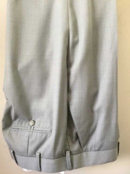 Mens, Suit, Pants, PERRY ELLIS, Lt Gray, Wool, Polyester, Solid, 31, 36, Flat Front, 4 Pockets, Belt Loops,