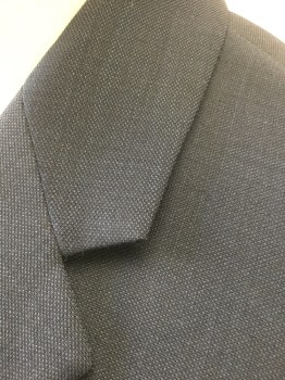 ALFANI, Navy Blue, Wool, Polyester, Solid, Dark Navy, Single Breasted, Notched Lapel, 2 Buttons, 3 Pockets, Solid Black Lining