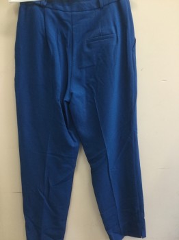 Womens, Slacks, TOP SHOP, Royal Blue, Polyester, Solid, 4, Pleated Front, Zip Fly, Waist Band with Silver Rings , Slit Pockets