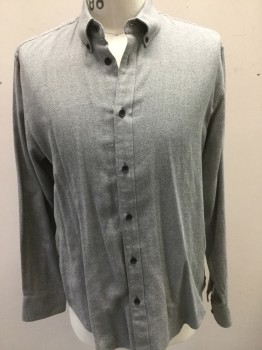 RAG & BONE, Heather Gray, Cotton, Linen, Solid, Button Down Collar, Button Front, Long Sleeves,