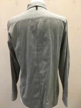 RAG & BONE, Heather Gray, Cotton, Linen, Solid, Button Down Collar, Button Front, Long Sleeves,