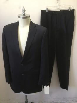 SHIPLEY, Navy Blue, Wool, Solid, 2 Buttons,  Notched Lapel, 3 Pockets,