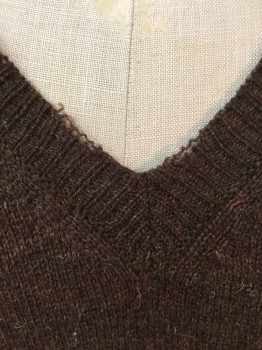 Mens, Sweater Vest, CLUB ROOM, Brown, Wool, Heathered, L, Pullover, V-neck,