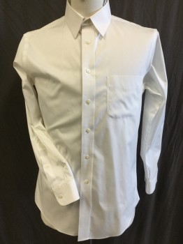 Womens, Blouse, LAUREN RL, White, Cotton, Elastane, Solid, M, White, Collar Attached, Button Front, Long Sleeves,