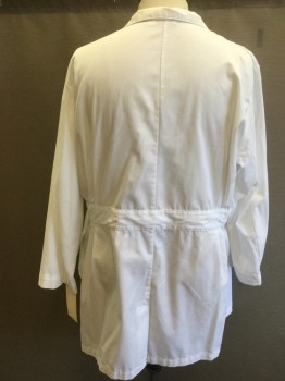 LANDAU, White, Poly/Cotton, Solid, 4 Buttons, 3 Pockets, Notched Lapel, Mens, Back Belt Applique with Pleats