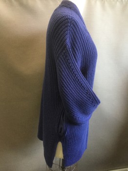 Womens, Sweater, FREE PEOPLE, Dk Blue, Cotton, Elastane, Solid, Small, No Closures, 2 Pockets, Long Sleeves, Chunky Knit, Long