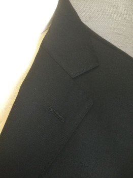 SUIT SUPPLY, Black, Wool, Solid, Single Breasted, Notched Lapel, 2 Buttons, 3 Pockets, Red and Blue Satin Lining