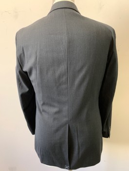 JOSEPH & FEISS, Charcoal Gray, Wool, Polyester, Solid, Single Breasted, Notched Lapel, 2 Buttons, 3 Pockets, Center Back Vent