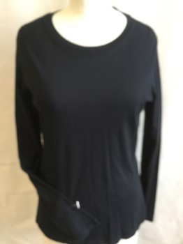 Womens, Top, BELLA, Black, Cotton, Solid, S, (MULTIPLE)  Round Neck,  Long Sleeves,