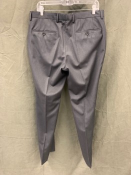 HUGO BOSS, Charcoal Gray, Wool, Heathered, Flat Front, 4 Pockets, Zip Fly, Belt Loops