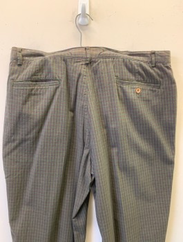 AEROPOSTALE, Dk Olive Grn, Dk Red, Lime Green, Navy Blue, Cotton, Plaid - Tattersall, Twill, Double Pleated, Zip Fly, Relaxed Tapered Leg, Cuffed Hems, 4 Pockets, Belt Loops