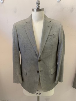 EMPORIO ARMANI, Black, White, Wool, Houndstooth, Jacket, 2 Buttons, 3 Pockets, Notched Lapel, Double Vent