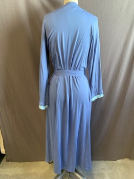 Womens, SPA Robe, HANRO, French Blue, Cotton, S, Long Sleeves, Light Blue Trim at Cuffs, Open Front