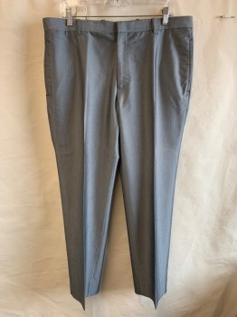 Mens, Suit, Pants, INC, Iridescent Gray, White, Polyester, Viscose, Stripes - Micro, L29, W36, Zip Front, Hook Closure, 4 Pockets, F.F, Creased Front, Slim Fit