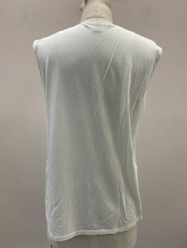 Womens, Blouse, MAX MARA, Off White, Silk, Solid, S, Sleeveless, Ruffled Detail, Round Neck, With 1 Button, Key Hole Front