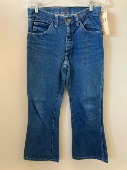 N/L, Blue Denim, 5 Pckts, Zip Front, High Waisted, Belt Loops, Flaired