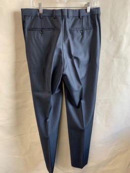 Mens, Suit, Pants, ZEGNA, Gray, Wool, Rayon, Solid, I: 30, W: 34, F.F, Button Tab, 4 Pockets, Belt Loops,