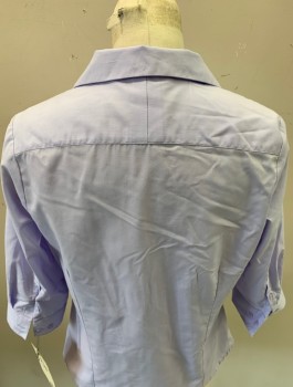 Womens, Blouse, N/L, Lilac Purple, Cotton, Polyester, Solid, B 36, Collar Attached, 3/4 Sleeve Button Front,