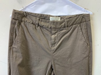 Womens, Pants, Nili Lotan, Brown, Cotton, Solid, 31, F.F, Side Pockets, Zip Front, Belt Loops