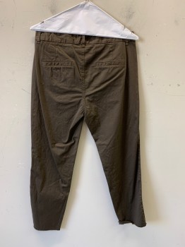 Nili Lotan, Brown, Cotton, Solid, F.F, Side Pockets, Zip Front, Belt Loops