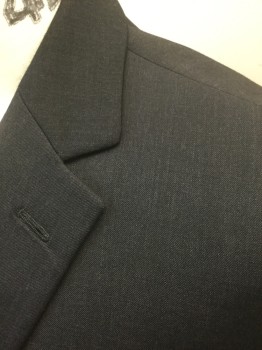 PRONTO UOMO, Charcoal Gray, Wool, Solid, Single Breasted, Notched Lapel, 2 Buttons, 3 Pockets, Black Lining