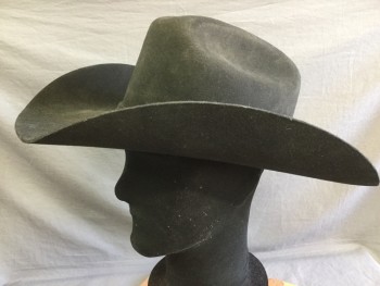 Mens, Cowboy Hat, STETSON STALLION, Black, Wool, 7 3/8, Fur Felt, Rodeo Brim, Classic Hat Band with Silver Details