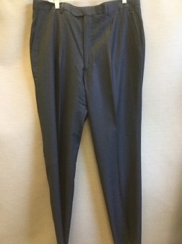 Mens, Suit, Pants, IMANI, Midnight Blue, Rayon, Polyester, Plaid, Open, 40, Pleated Front, Slit Pockets, Zip Fly