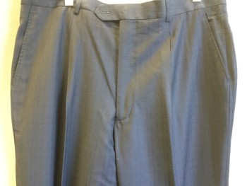 Mens, Suit, Pants, IMANI, Midnight Blue, Rayon, Polyester, Plaid, Open, 40, Pleated Front, Slit Pockets, Zip Fly