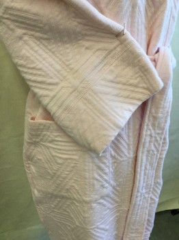 Womens, SPA Robe, NATORI, Pink, Cotton, Polyester, Abstract , S, (DOUBLE) Shawl Collar Attached, Long Sleeves, 2 Pockets with Matching Belt