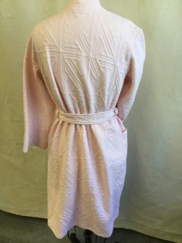 NATORI, Pink, Cotton, Polyester, Abstract , (DOUBLE) Shawl Collar Attached, Long Sleeves, 2 Pockets with Matching Belt