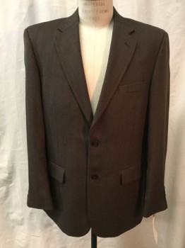 JOSEPH & FEISS, Brown, Dk Brown, Teal Green, Wool, Herringbone, Single Breasted, 2 Buttons, Notched Lapel, 3 Pocket,