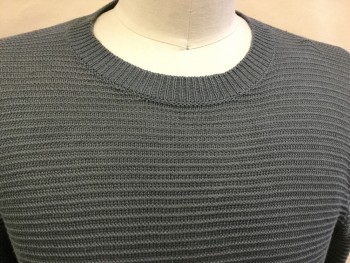 Mens, Pullover Sweater, CLUB MONACO, Gray, Cotton, Solid, S, Gray, Pullover, Crew Neck, Long Sleeves,