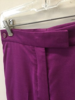 Womens, Slacks, HELMUT LANG, Magenta Purple, Cotton, Solid, W:27, High Waist, Tapered Leg, Button Fly, Tab Waist, 4 Pockets, Adjustable Button Tabs at Sides of Waist