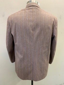 N/L MTO, Terracotta Brown, Beige, Gray, Wool, Herringbone, Stripes - Vertical , Single Breasted, 4 Buttons, Notched Lapel, 3 Pockets, Made To Order