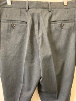 JOSEPH & FEISS, Charcoal Gray, Wool, Polyester, Solid, Flat Front, 4 Pockets, Zip Fly, Belt Loops, Button Tab