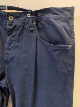 Mens, Casual Pants, RAG & BONE, Navy Blue, Cotton, Solid, 36/32, Navy Cotton, 5 Pockets, Button Fly, Belt Loops, Slim Leg