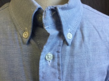 JOHN HENRY, Baby Blue, Cotton, Oxford Weave, Collar Attached, Button Down, Button Front, 1 Pocket, Short Sleeves, Curved Hem