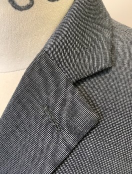MICHAEL KORS, Dk Gray, White, Wool, 2 Color Weave, Single Breasted, Notched Lapel, 2 Buttons, 3 Pockets