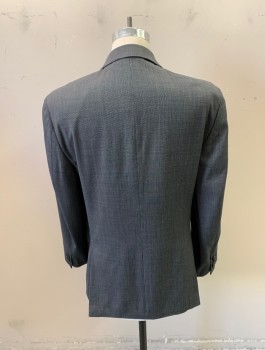MICHAEL KORS, Dk Gray, White, Wool, 2 Color Weave, Single Breasted, Notched Lapel, 2 Buttons, 3 Pockets