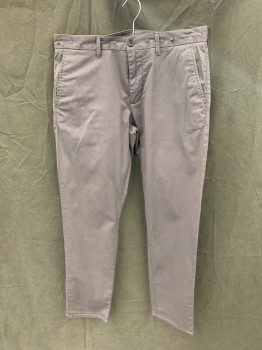 1901, Warm Gray, Cotton, Spandex, Solid, Flat Front, Zip Fly, 4 Pockets, Belt Loops