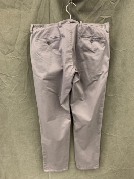1901, Warm Gray, Cotton, Spandex, Solid, Flat Front, Zip Fly, 4 Pockets, Belt Loops