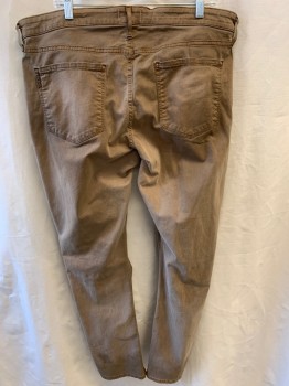 PAIGE, Khaki Brown, Cotton, Solid, Top Pockets, Zip Front, Flat Front, 2 Back Patch Pockets