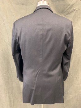 HUGO BOSS, Charcoal Gray, Wool, Heathered, Single Breasted, Collar Attached, Notched Lapel, Hand Picked Collar/Lapel, 2 Buttons, 3 Pockets, *TV Alt  Shortened Sleeves*