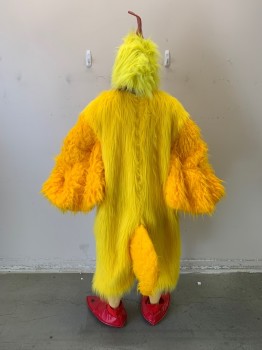 Unisex, Walkabout, MTO, Yellow, Red, Synthetic, Solid, Girth, 42/44, 76, 5 Piece CHICKEN, Body 2 Types of Faux Fur, Center Back Zipper, Small Tail, Includes, Head, Yellow DANSKIN Tights, Feet & Mittens